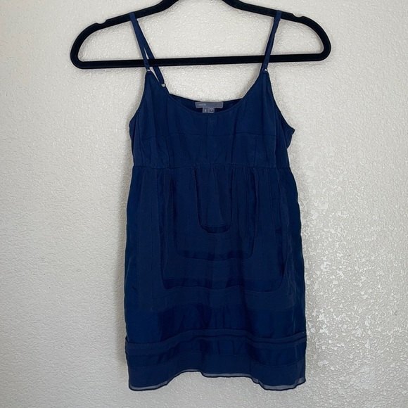 Vince 100% Silk Navy Camisole Tank Mesh Detail With pockets & adjustable straps - Picture 1 of 9